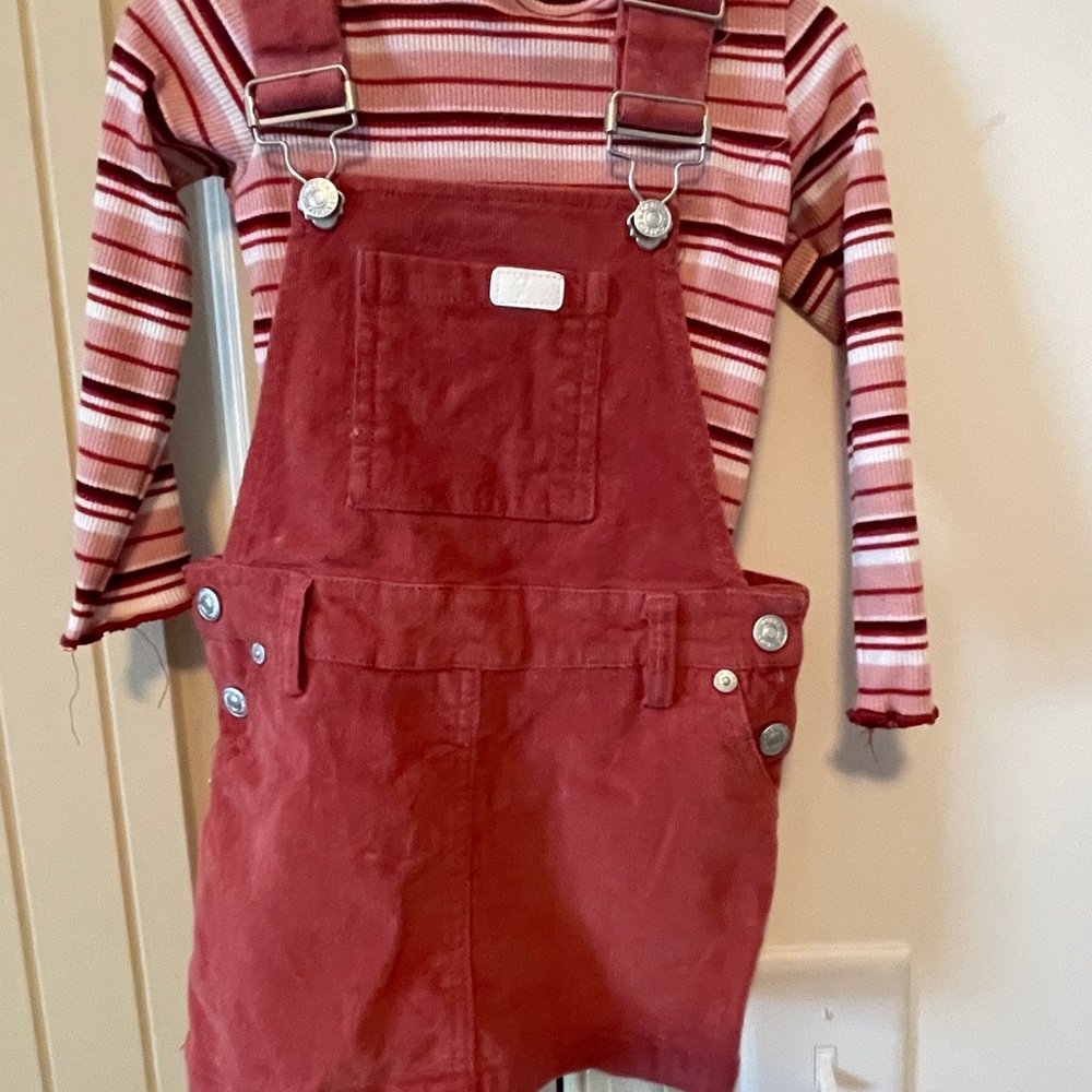 Size: 24M Jean Jumper Dress with long sleeve shirt